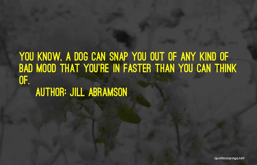 Jill Abramson Quotes: You Know, A Dog Can Snap You Out Of Any Kind Of Bad Mood That You're In Faster Than You