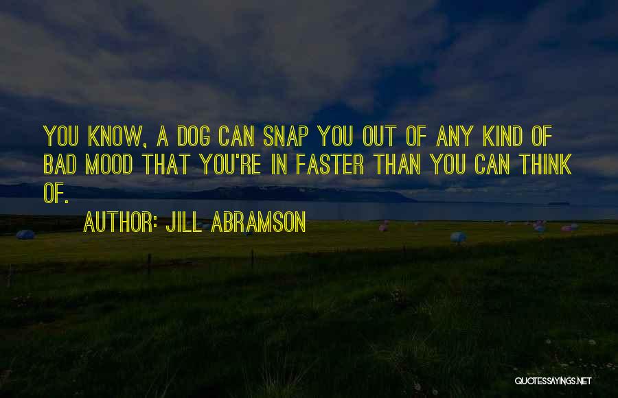 Jill Abramson Quotes: You Know, A Dog Can Snap You Out Of Any Kind Of Bad Mood That You're In Faster Than You