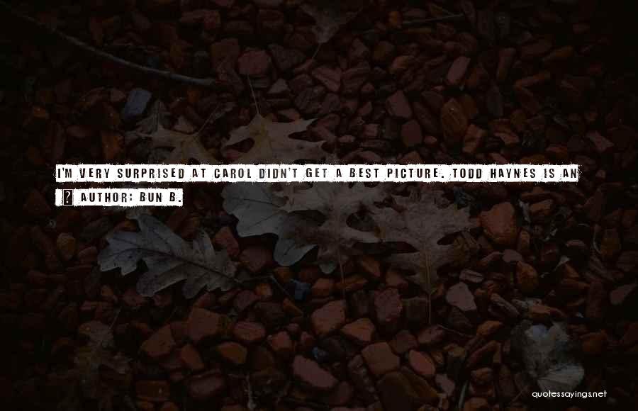 Bun B. Quotes: I'm Very Surprised At Carol Didn't Get A Best Picture. Todd Haynes Is An Academy Darling, His Period Pieces Are