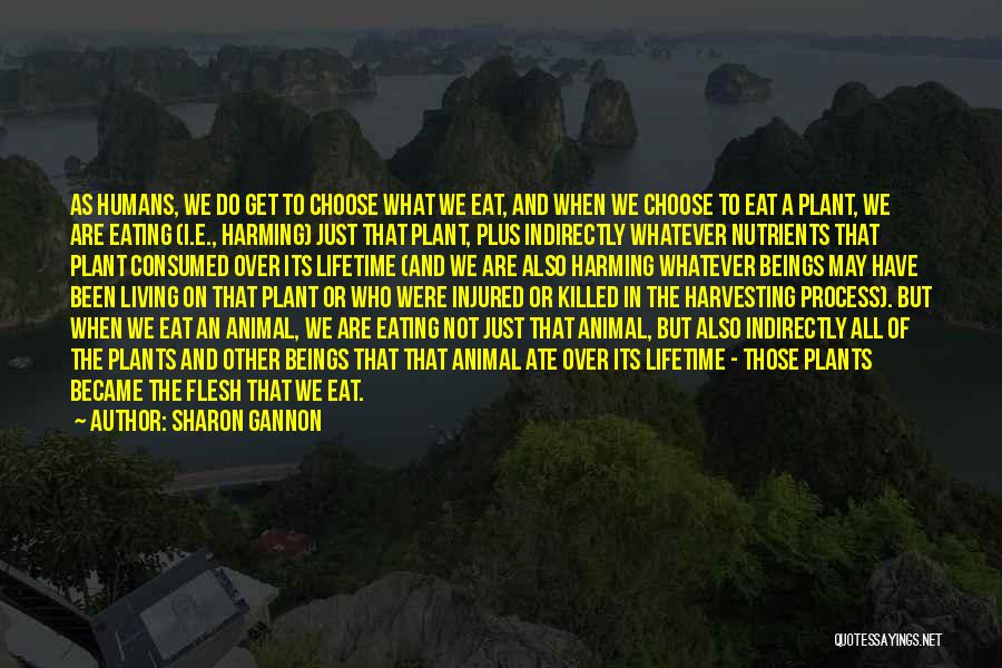 Sharon Gannon Quotes: As Humans, We Do Get To Choose What We Eat, And When We Choose To Eat A Plant, We Are