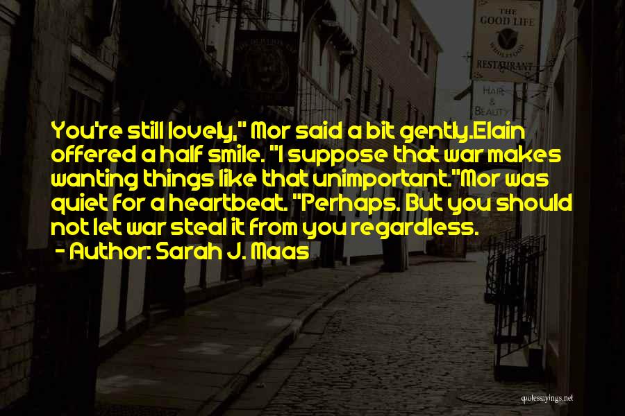 Sarah J. Maas Quotes: You're Still Lovely, Mor Said A Bit Gently.elain Offered A Half Smile. I Suppose That War Makes Wanting Things Like