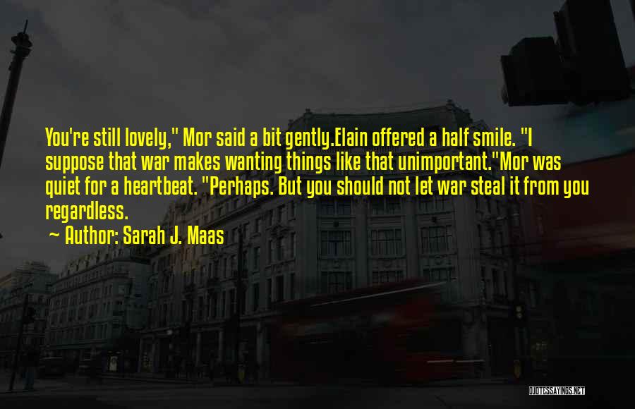 Sarah J. Maas Quotes: You're Still Lovely, Mor Said A Bit Gently.elain Offered A Half Smile. I Suppose That War Makes Wanting Things Like