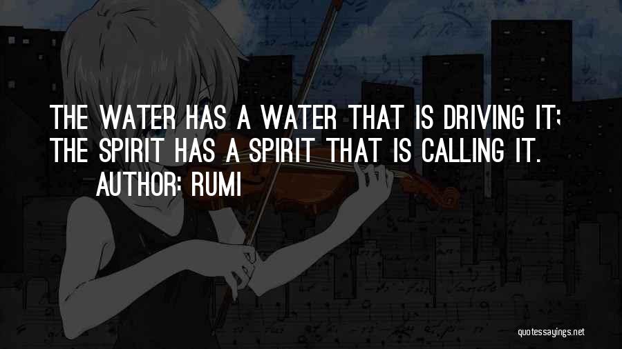 Rumi Quotes: The Water Has A Water That Is Driving It; The Spirit Has A Spirit That Is Calling It.