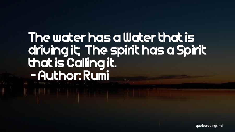 Rumi Quotes: The Water Has A Water That Is Driving It; The Spirit Has A Spirit That Is Calling It.