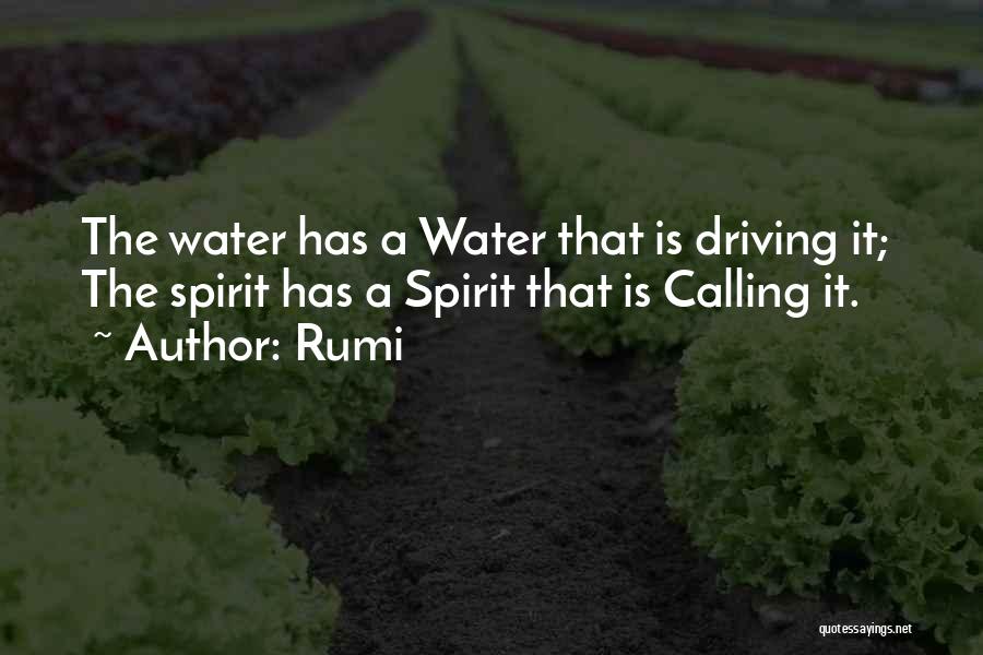 Rumi Quotes: The Water Has A Water That Is Driving It; The Spirit Has A Spirit That Is Calling It.