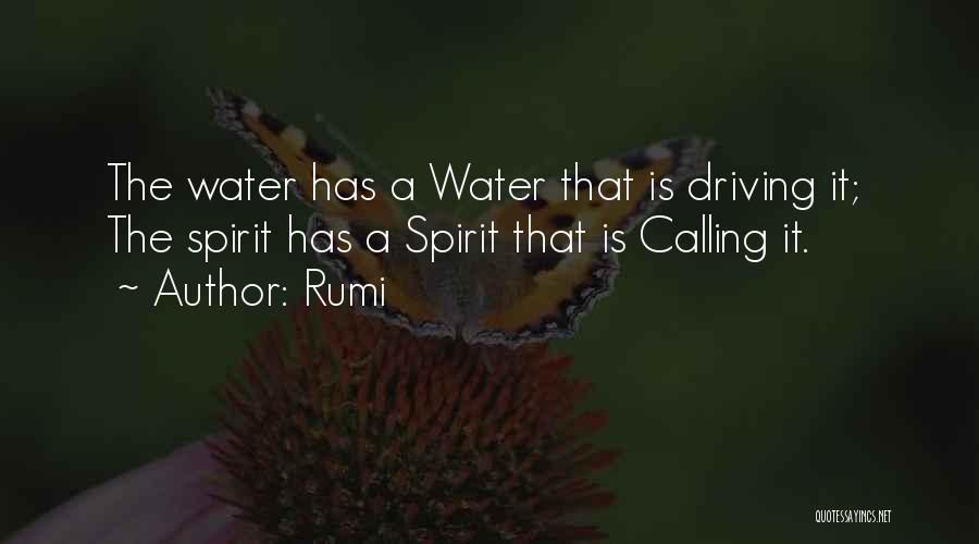 Rumi Quotes: The Water Has A Water That Is Driving It; The Spirit Has A Spirit That Is Calling It.