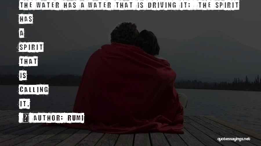 Rumi Quotes: The Water Has A Water That Is Driving It; The Spirit Has A Spirit That Is Calling It.