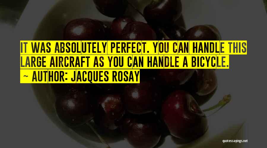 Jacques Rosay Quotes: It Was Absolutely Perfect. You Can Handle This Large Aircraft As You Can Handle A Bicycle.