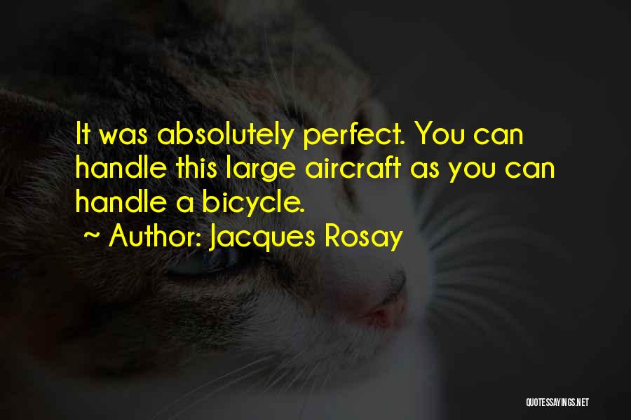 Jacques Rosay Quotes: It Was Absolutely Perfect. You Can Handle This Large Aircraft As You Can Handle A Bicycle.