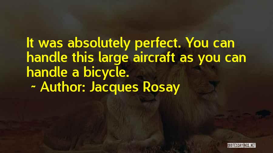 Jacques Rosay Quotes: It Was Absolutely Perfect. You Can Handle This Large Aircraft As You Can Handle A Bicycle.