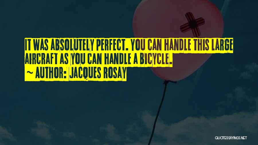 Jacques Rosay Quotes: It Was Absolutely Perfect. You Can Handle This Large Aircraft As You Can Handle A Bicycle.