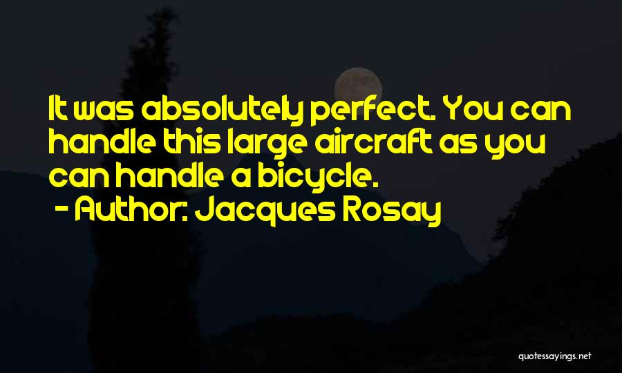 Jacques Rosay Quotes: It Was Absolutely Perfect. You Can Handle This Large Aircraft As You Can Handle A Bicycle.