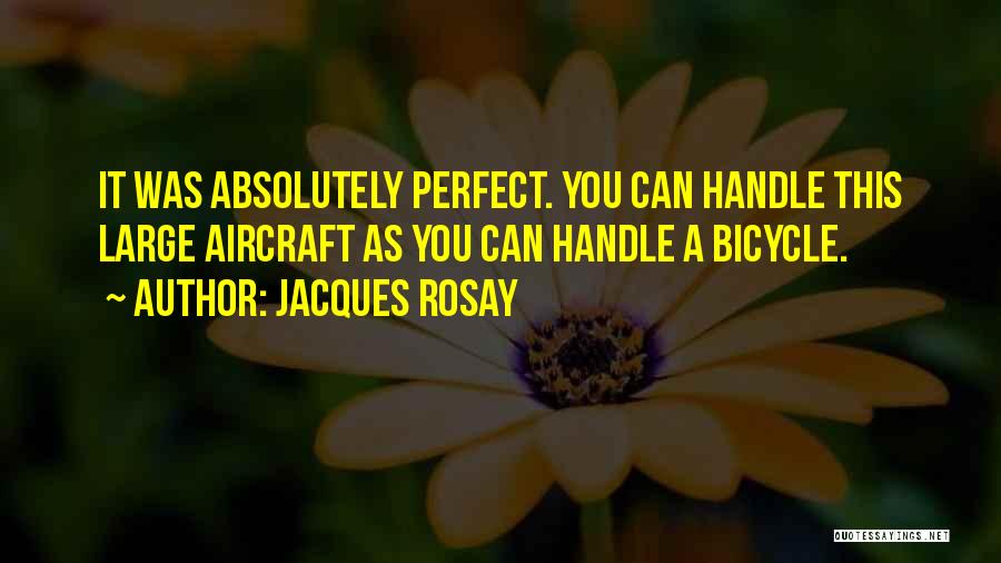 Jacques Rosay Quotes: It Was Absolutely Perfect. You Can Handle This Large Aircraft As You Can Handle A Bicycle.