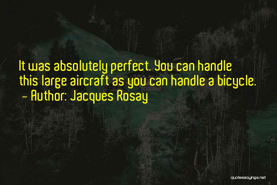 Jacques Rosay Quotes: It Was Absolutely Perfect. You Can Handle This Large Aircraft As You Can Handle A Bicycle.