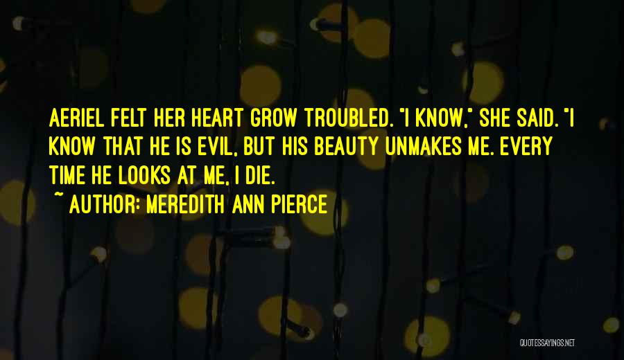 Meredith Ann Pierce Quotes: Aeriel Felt Her Heart Grow Troubled. I Know, She Said. I Know That He Is Evil, But His Beauty Unmakes