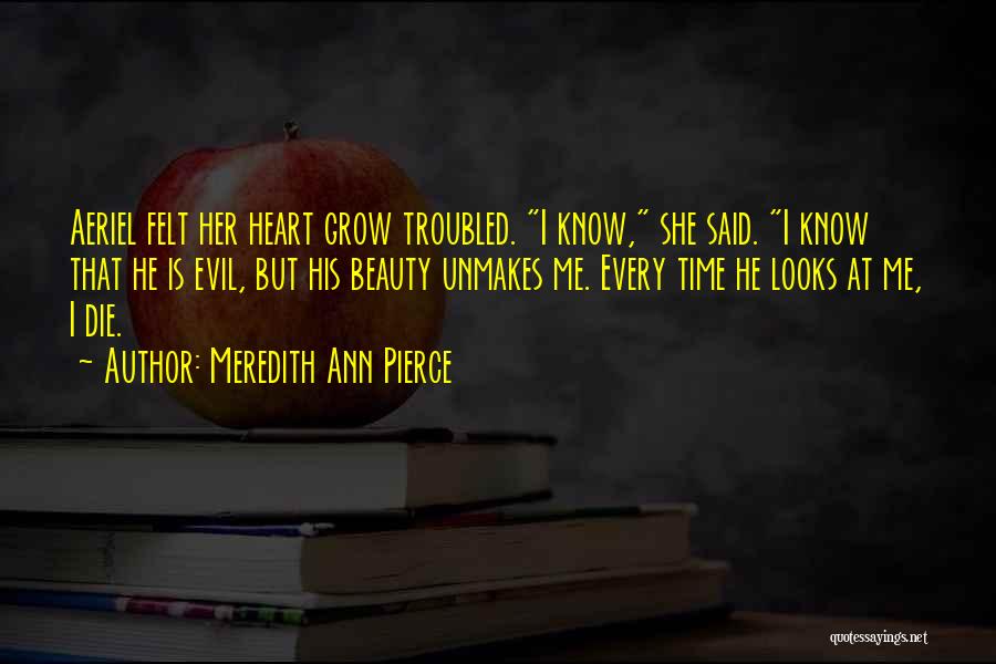 Meredith Ann Pierce Quotes: Aeriel Felt Her Heart Grow Troubled. I Know, She Said. I Know That He Is Evil, But His Beauty Unmakes