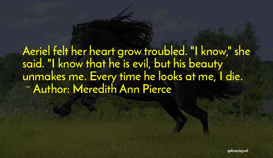 Meredith Ann Pierce Quotes: Aeriel Felt Her Heart Grow Troubled. I Know, She Said. I Know That He Is Evil, But His Beauty Unmakes
