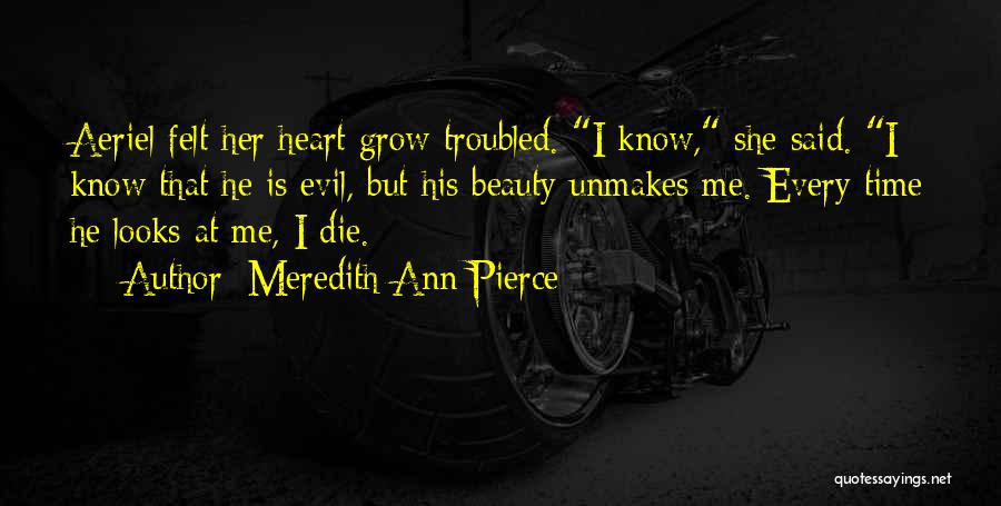 Meredith Ann Pierce Quotes: Aeriel Felt Her Heart Grow Troubled. I Know, She Said. I Know That He Is Evil, But His Beauty Unmakes