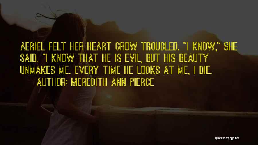 Meredith Ann Pierce Quotes: Aeriel Felt Her Heart Grow Troubled. I Know, She Said. I Know That He Is Evil, But His Beauty Unmakes