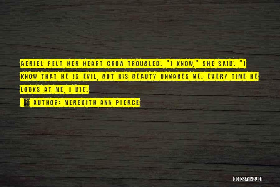 Meredith Ann Pierce Quotes: Aeriel Felt Her Heart Grow Troubled. I Know, She Said. I Know That He Is Evil, But His Beauty Unmakes