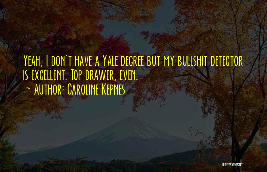 Caroline Kepnes Quotes: Yeah, I Don't Have A Yale Degree But My Bullshit Detector Is Excellent. Top Drawer, Even.