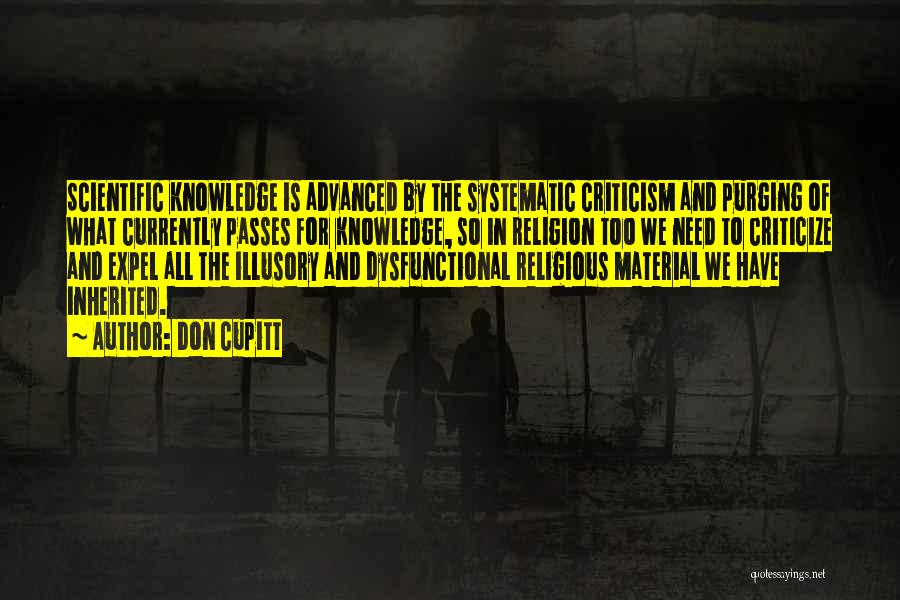 Don Cupitt Quotes: Scientific Knowledge Is Advanced By The Systematic Criticism And Purging Of What Currently Passes For Knowledge, So In Religion Too