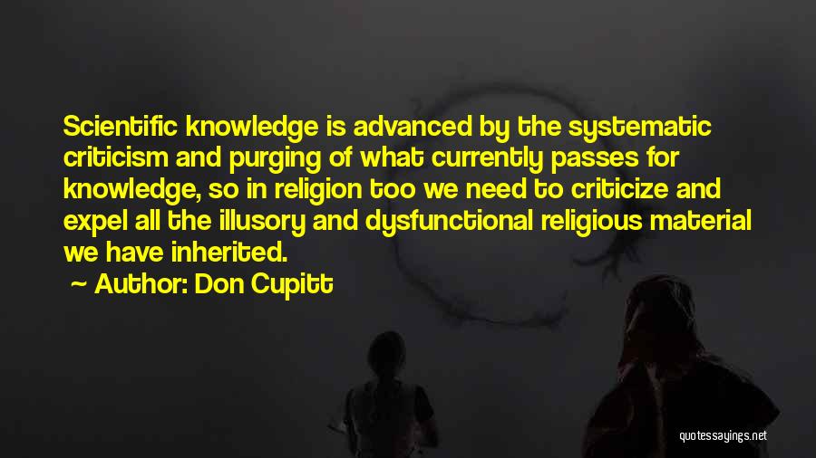 Don Cupitt Quotes: Scientific Knowledge Is Advanced By The Systematic Criticism And Purging Of What Currently Passes For Knowledge, So In Religion Too