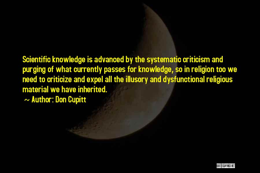 Don Cupitt Quotes: Scientific Knowledge Is Advanced By The Systematic Criticism And Purging Of What Currently Passes For Knowledge, So In Religion Too