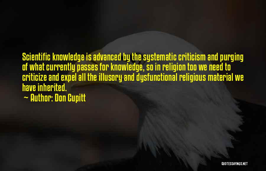 Don Cupitt Quotes: Scientific Knowledge Is Advanced By The Systematic Criticism And Purging Of What Currently Passes For Knowledge, So In Religion Too