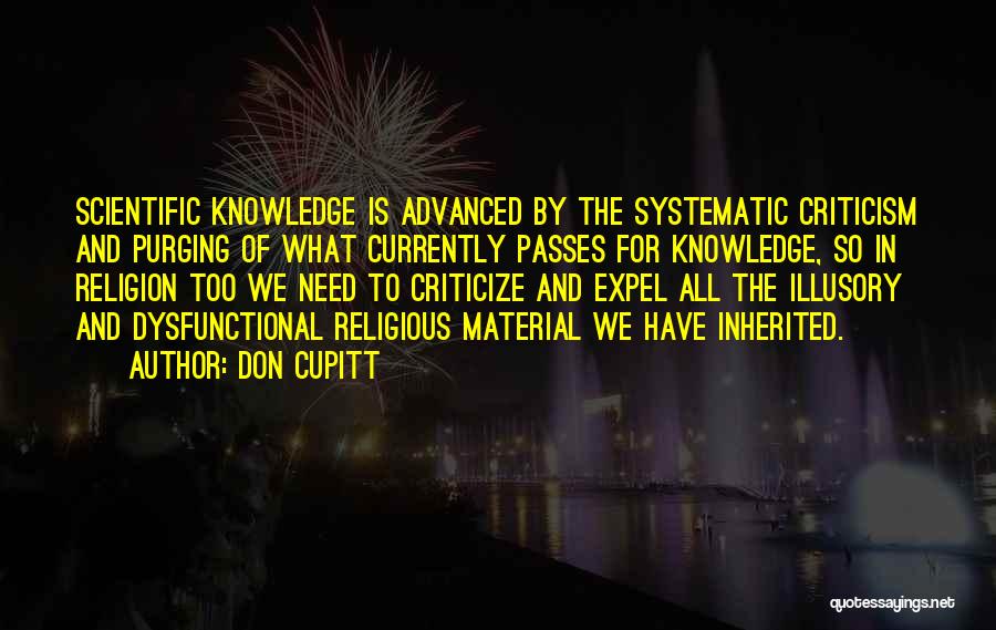 Don Cupitt Quotes: Scientific Knowledge Is Advanced By The Systematic Criticism And Purging Of What Currently Passes For Knowledge, So In Religion Too