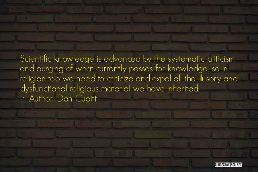 Don Cupitt Quotes: Scientific Knowledge Is Advanced By The Systematic Criticism And Purging Of What Currently Passes For Knowledge, So In Religion Too