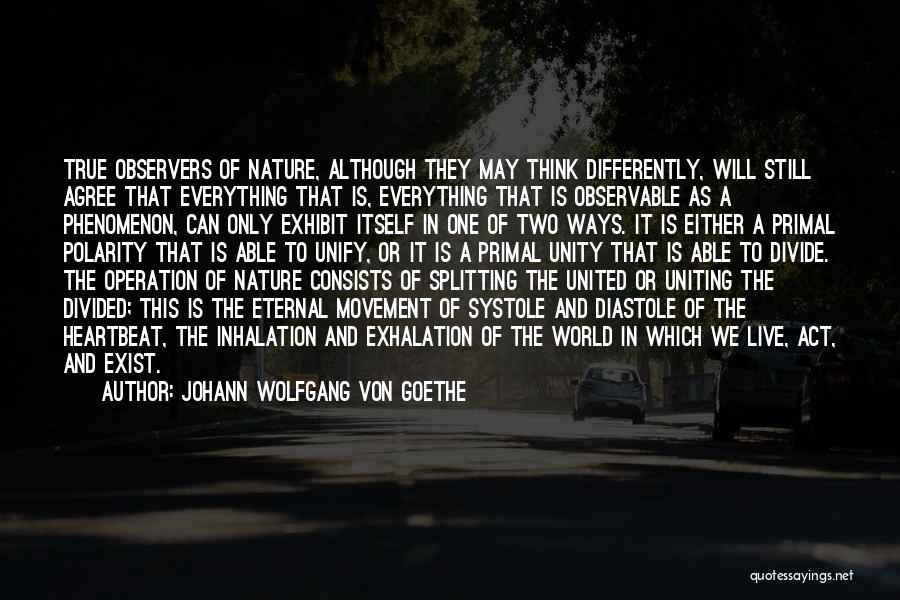 Johann Wolfgang Von Goethe Quotes: True Observers Of Nature, Although They May Think Differently, Will Still Agree That Everything That Is, Everything That Is Observable