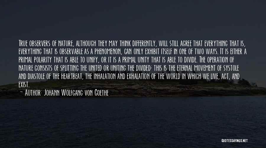 Johann Wolfgang Von Goethe Quotes: True Observers Of Nature, Although They May Think Differently, Will Still Agree That Everything That Is, Everything That Is Observable