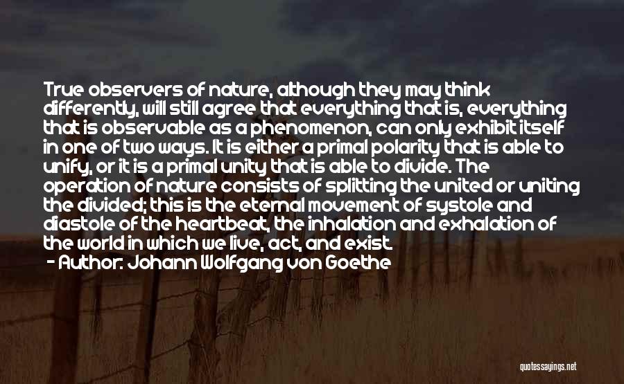 Johann Wolfgang Von Goethe Quotes: True Observers Of Nature, Although They May Think Differently, Will Still Agree That Everything That Is, Everything That Is Observable