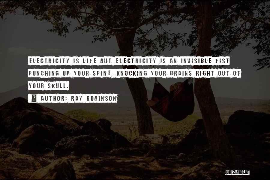 Ray Robinson Quotes: Electricity Is Life But Electricity Is An Invisible Fist Punching Up Your Spine, Knocking Your Brains Right Out Of Your