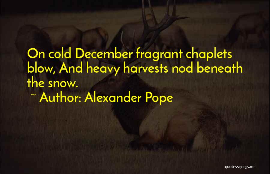 Alexander Pope Quotes: On Cold December Fragrant Chaplets Blow, And Heavy Harvests Nod Beneath The Snow.
