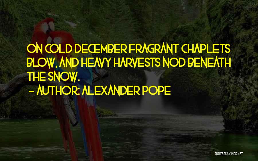Alexander Pope Quotes: On Cold December Fragrant Chaplets Blow, And Heavy Harvests Nod Beneath The Snow.
