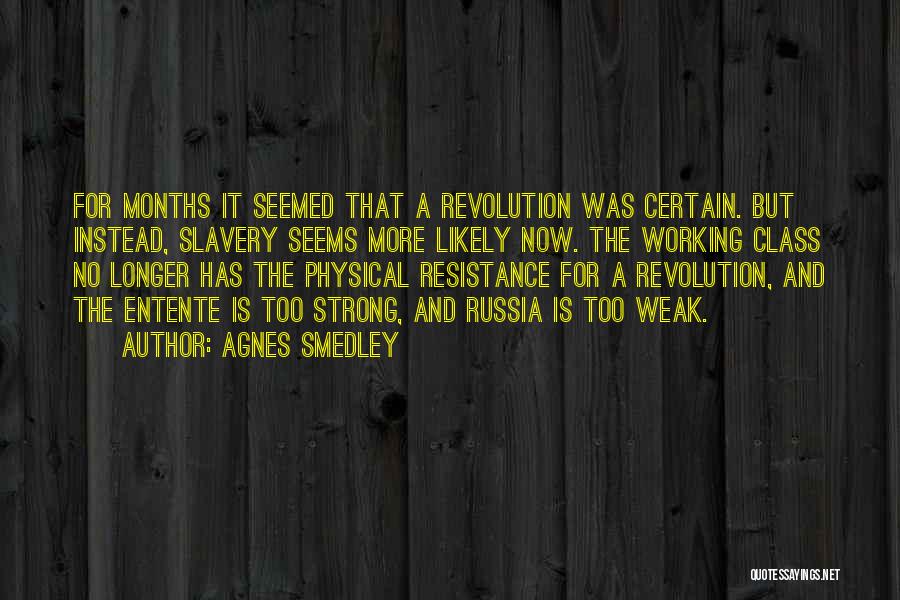 Agnes Smedley Quotes: For Months It Seemed That A Revolution Was Certain. But Instead, Slavery Seems More Likely Now. The Working Class No