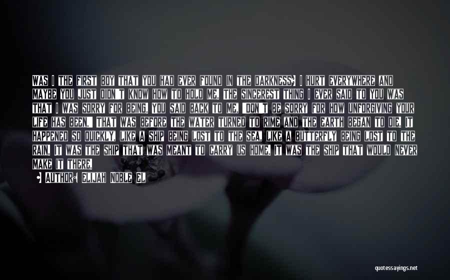 Elijah Noble El Quotes: Was I The First Boy That You Had Ever Found In The Darkness? I Hurt Everywhere And Maybe You Just