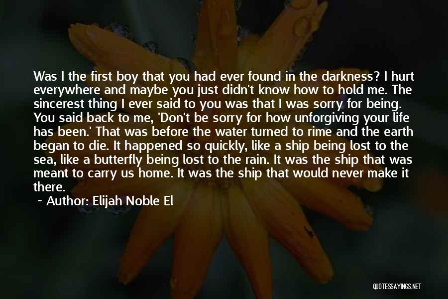Elijah Noble El Quotes: Was I The First Boy That You Had Ever Found In The Darkness? I Hurt Everywhere And Maybe You Just