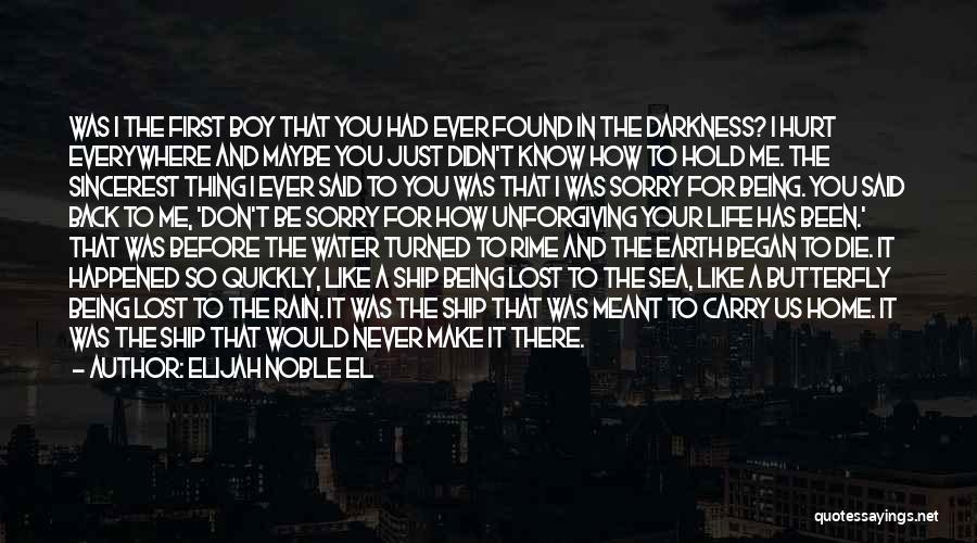 Elijah Noble El Quotes: Was I The First Boy That You Had Ever Found In The Darkness? I Hurt Everywhere And Maybe You Just