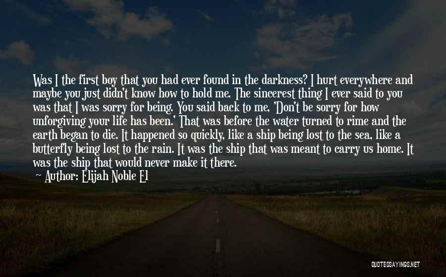 Elijah Noble El Quotes: Was I The First Boy That You Had Ever Found In The Darkness? I Hurt Everywhere And Maybe You Just