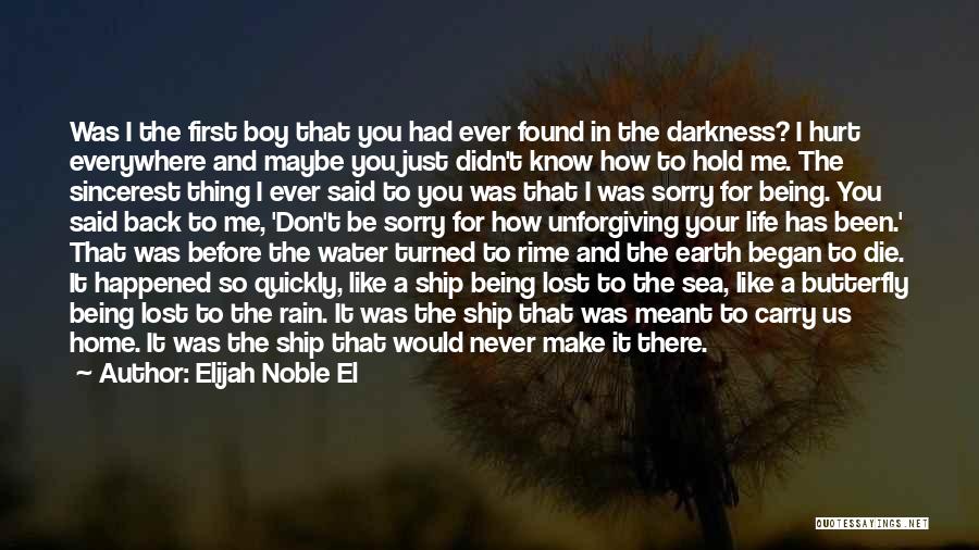 Elijah Noble El Quotes: Was I The First Boy That You Had Ever Found In The Darkness? I Hurt Everywhere And Maybe You Just