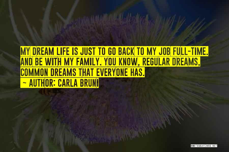 Carla Bruni Quotes: My Dream Life Is Just To Go Back To My Job Full-time. And Be With My Family. You Know, Regular