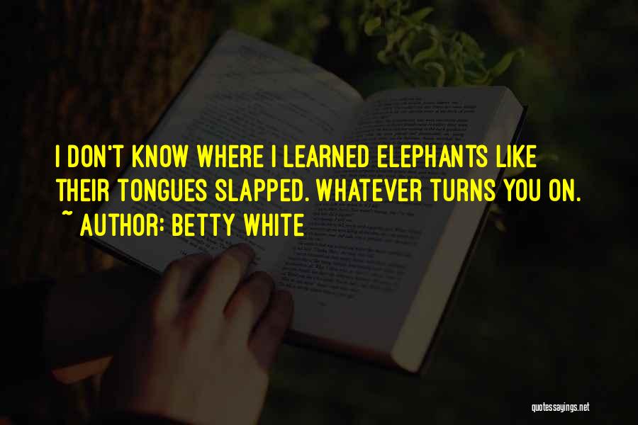 Betty White Quotes: I Don't Know Where I Learned Elephants Like Their Tongues Slapped. Whatever Turns You On.