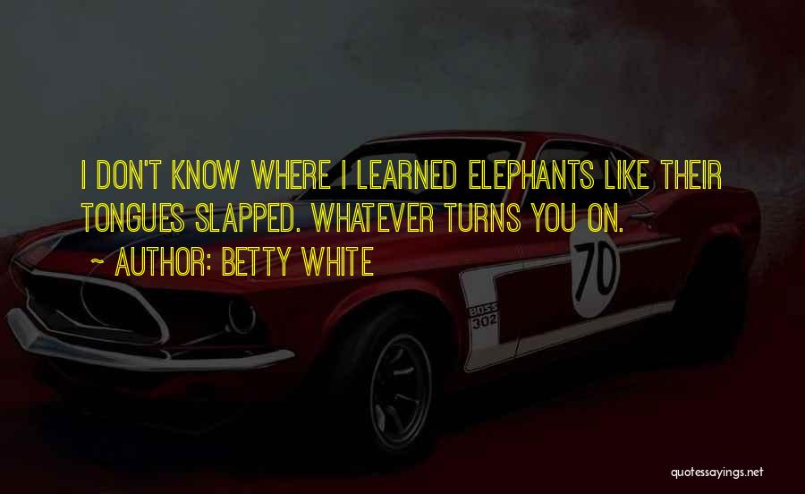 Betty White Quotes: I Don't Know Where I Learned Elephants Like Their Tongues Slapped. Whatever Turns You On.