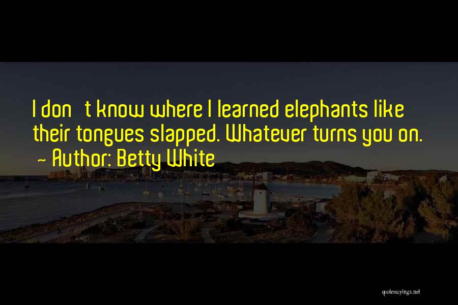 Betty White Quotes: I Don't Know Where I Learned Elephants Like Their Tongues Slapped. Whatever Turns You On.