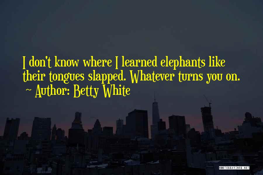 Betty White Quotes: I Don't Know Where I Learned Elephants Like Their Tongues Slapped. Whatever Turns You On.