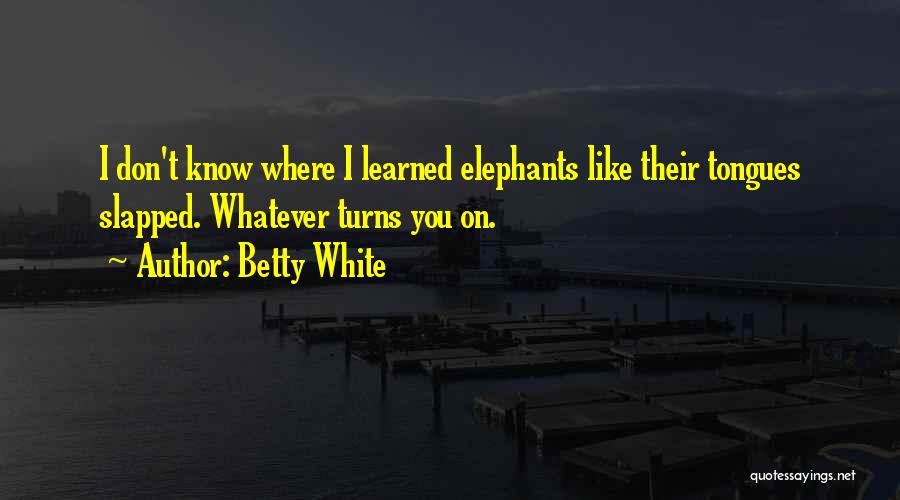 Betty White Quotes: I Don't Know Where I Learned Elephants Like Their Tongues Slapped. Whatever Turns You On.