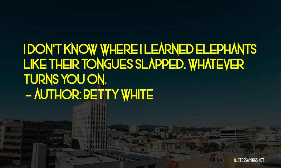 Betty White Quotes: I Don't Know Where I Learned Elephants Like Their Tongues Slapped. Whatever Turns You On.